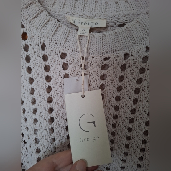 NWT Greige Oversized Women's Beige Open Knit Sweater S - Picture 4 of 7